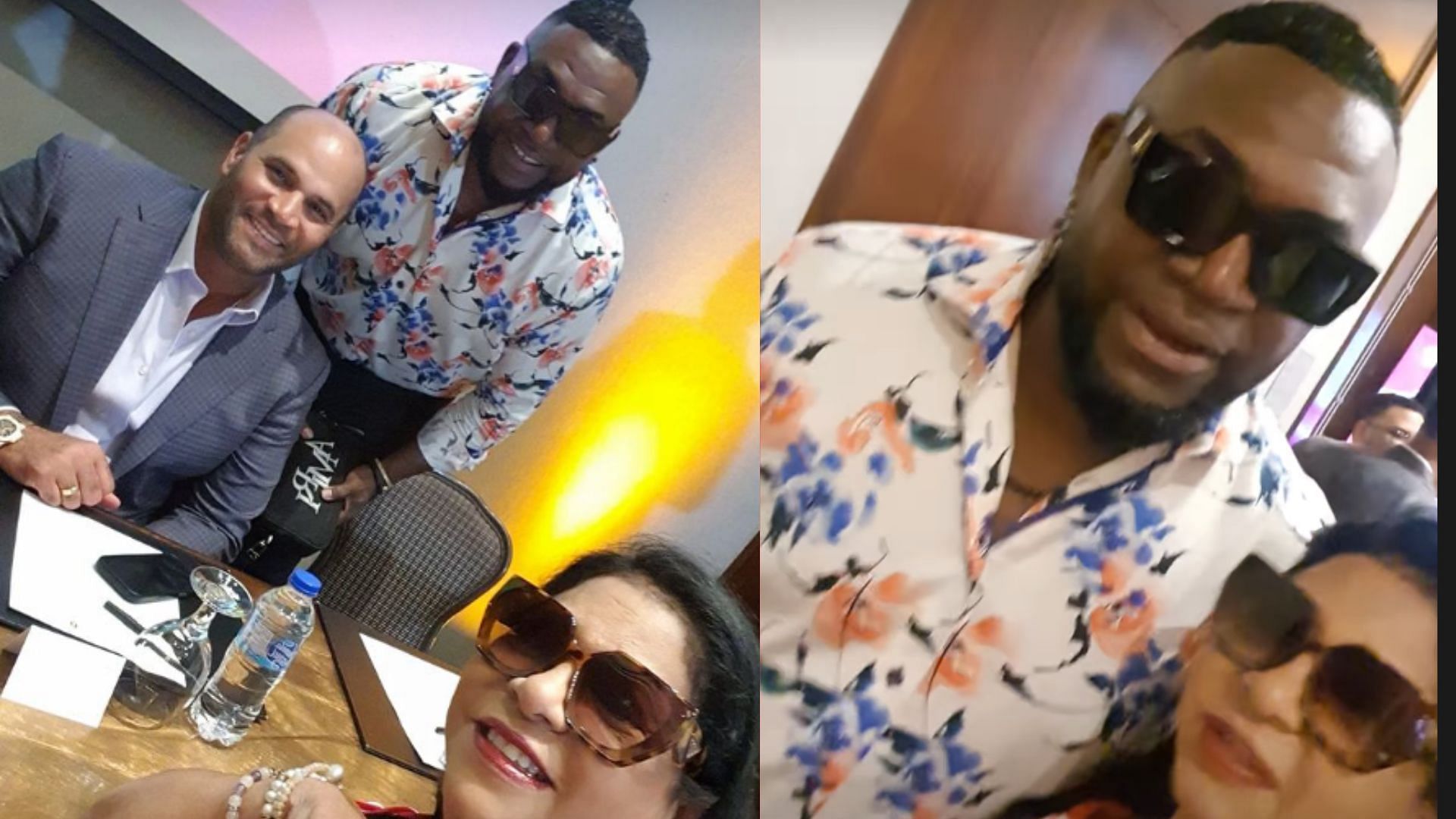 Journalist Adelaida Hernandez showing off the stylish outfits of Albert Pujols and David Ortiz - Instagram/adelaidahernandez